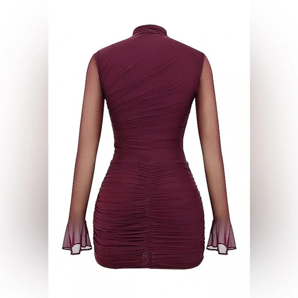 HOUSE OF CB 'Lucasta' Mulberry Gathered Mini Dress/Size M - Picture 4 of 7